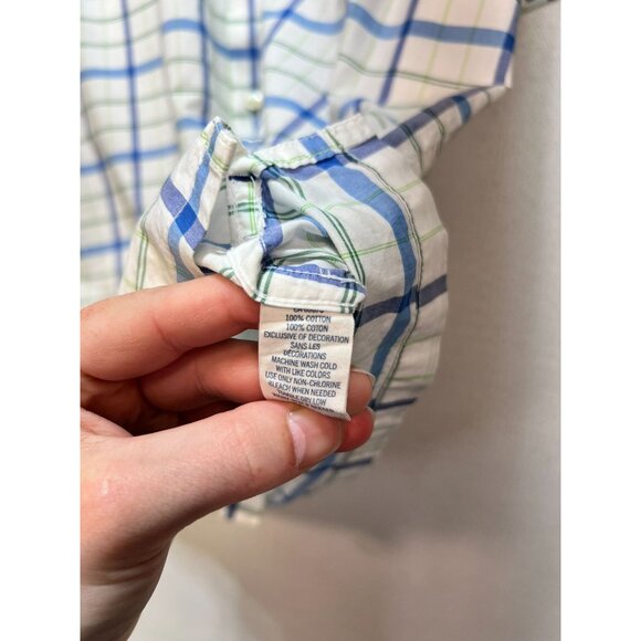 American Eagle Outfitters Plaid Button Up Shirt Mens L Blue Short Sleeve Casual - Picture 3 of 12